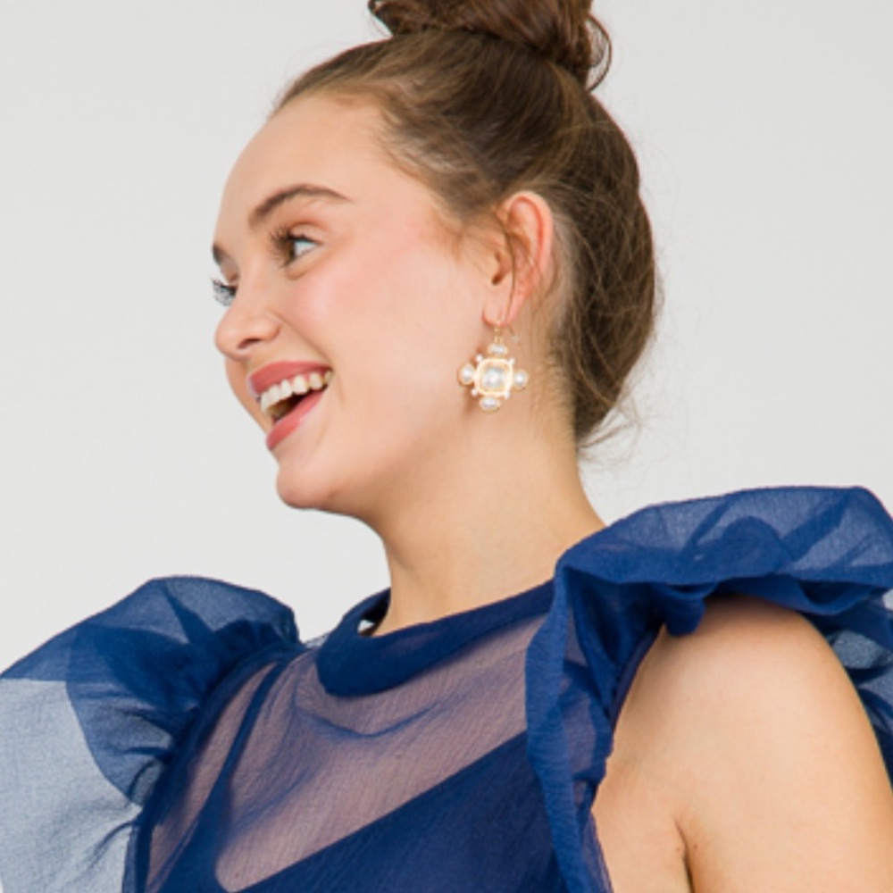 Blu Pepper Navy Sheer Blouse